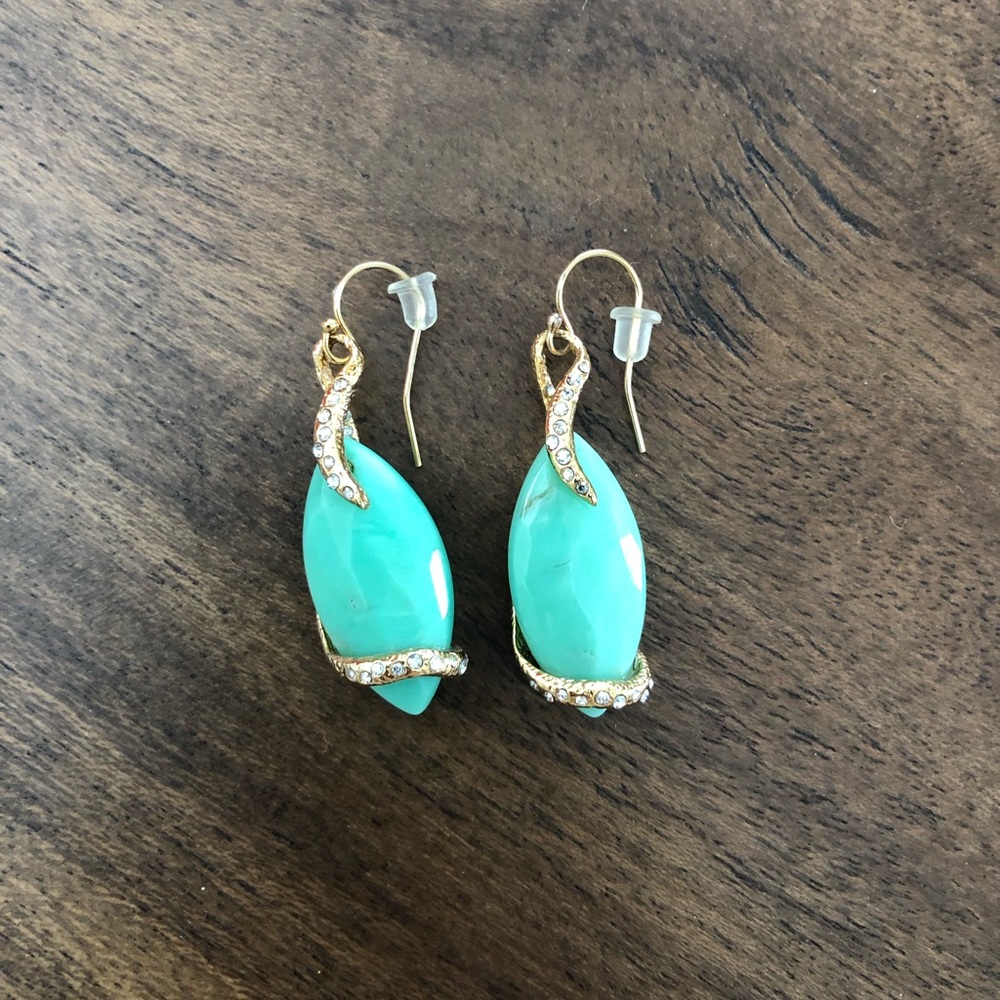 Turquoise and gold costume earrings